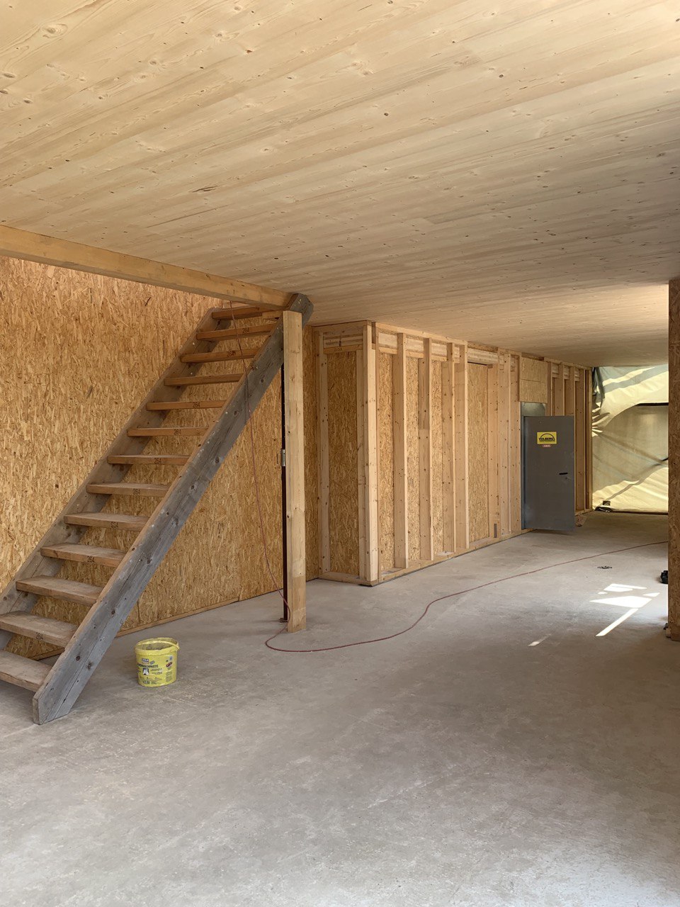 Two-story timber family house